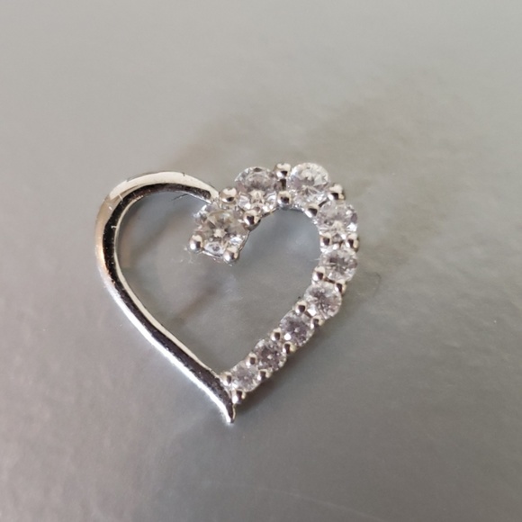 jcpenney Jewelry - 10K White Gold Cubic Zirconia Heart Pendant